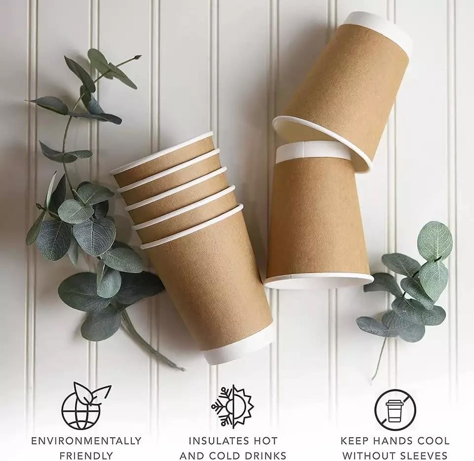 Bio-Degradable Drinking PLA Coating Recyclable Double Wall Paper coffee Cups