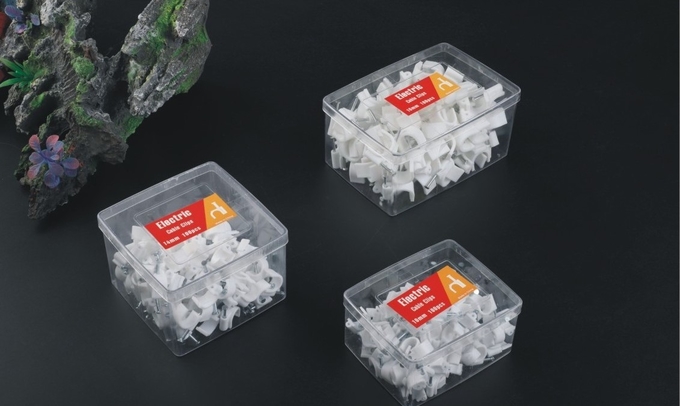 Cable Clips plastic round and flat type for fixing wire with nail