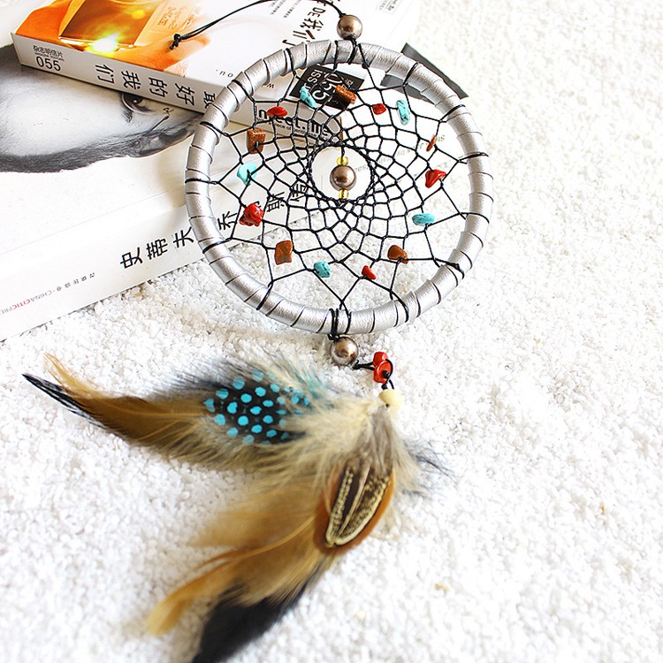 Circular Purple Handmade Dream Catcher Net With Feathers Wall Hanging Decoration Decor Craft Gift Wind Chimes for Home