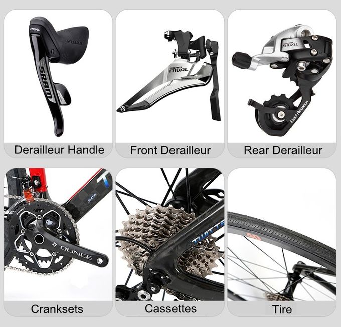 700C Road Bike Carbon Fiber Frame SRAM RIVAL 22 Speed Aero Racing Design