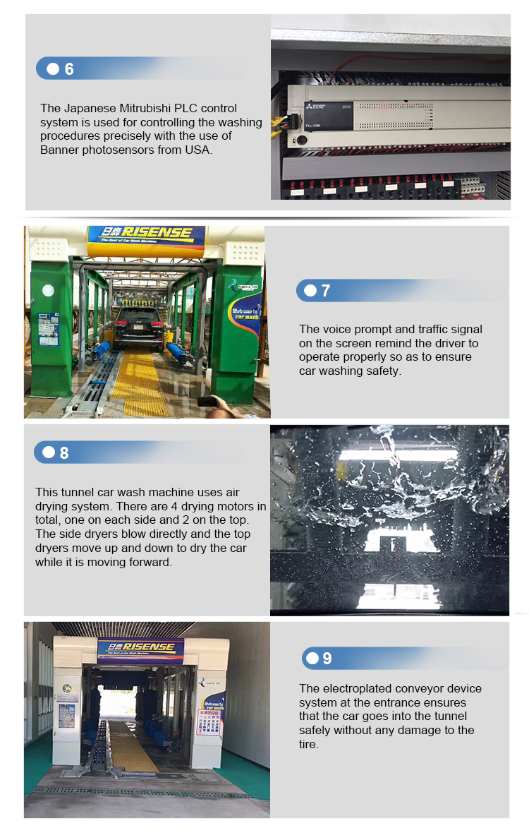 Full Automatic Brush Washing Car Wash Machine Tunnel With Drying System