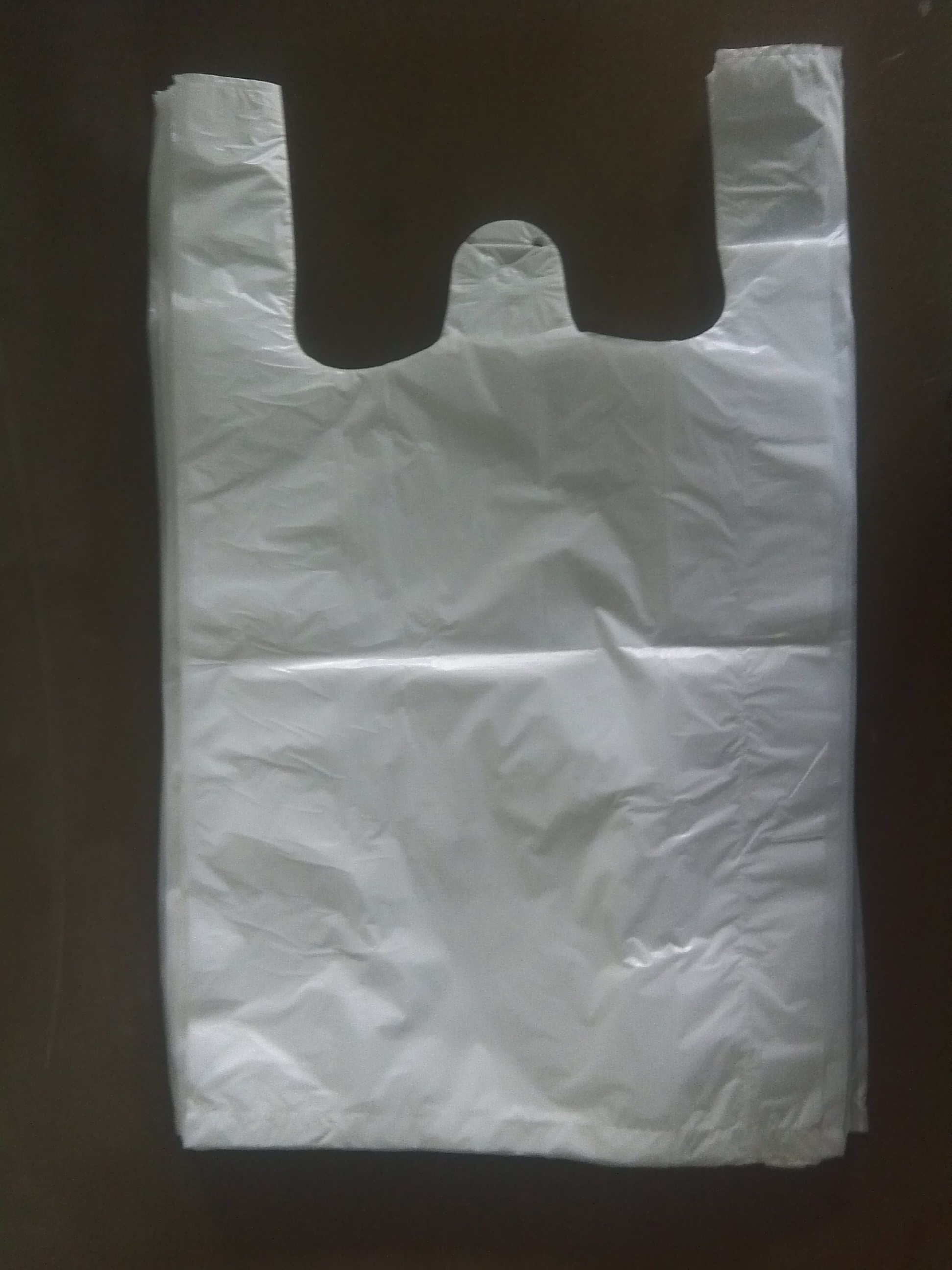 300+160*525mm 15mic White Unprinted Plastic T-Shirt Bag - 1000/Case , HDPE Material