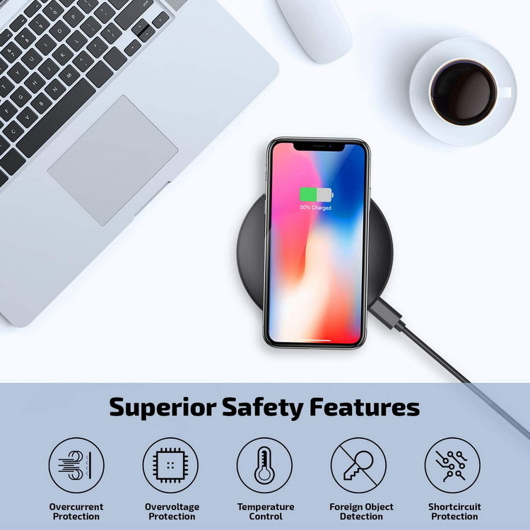 Universal 15W Qi Wireless Charging Pad Cross Style Max 12V 1.8A Input