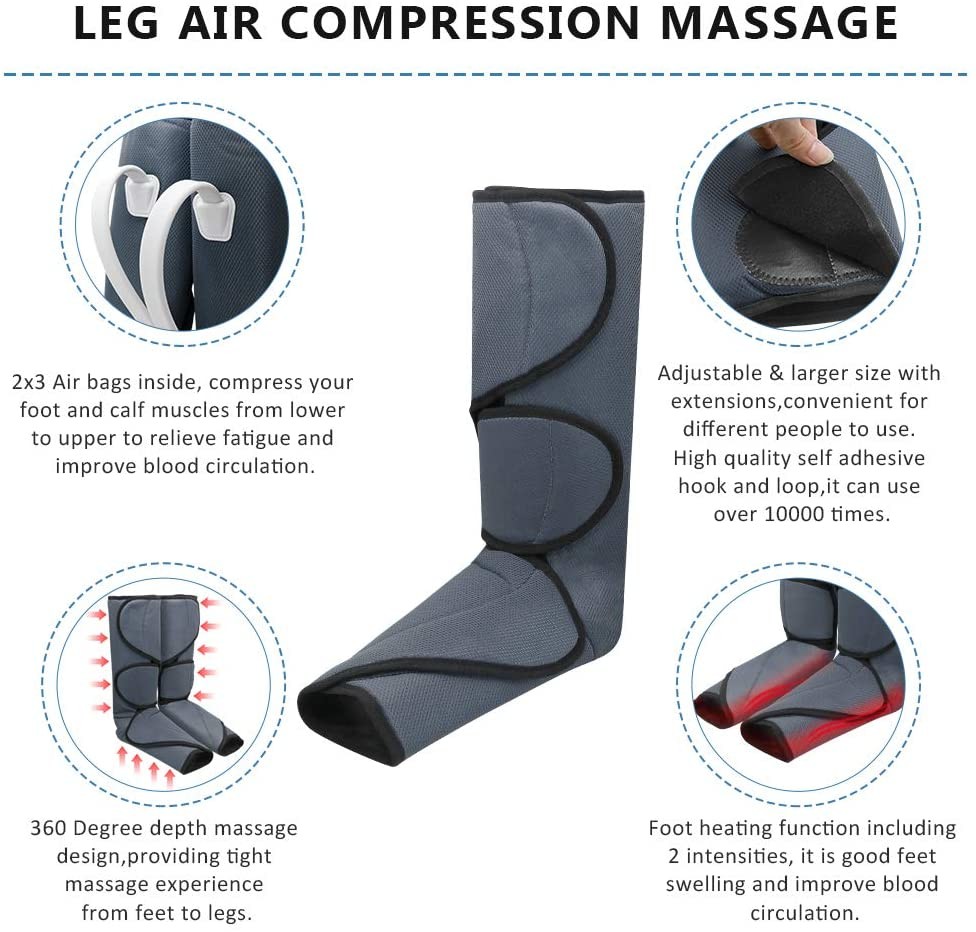 Heat 21W Air Pressure Foot And Leg Compression Massager For Circulation