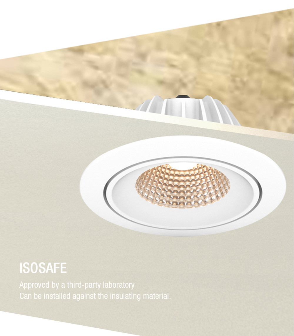95Ra Flicker Free Recessed Adjustable Downlight Anti Glare LED Dimmable