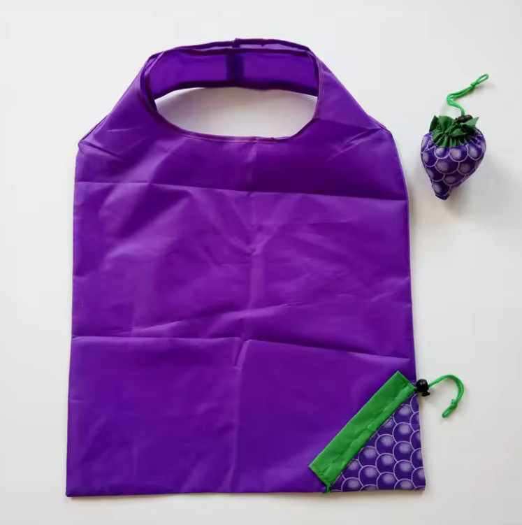 Custom Made Foldable Polyester Tote Bag Grape Polyester Nylon Collapsible Grocery Bags