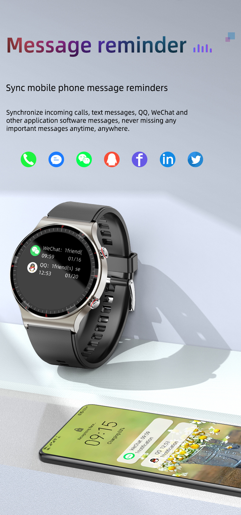 Ladies Medical Grade ECG Smart Watch Full Touch Screen 1.3 Inch ODM