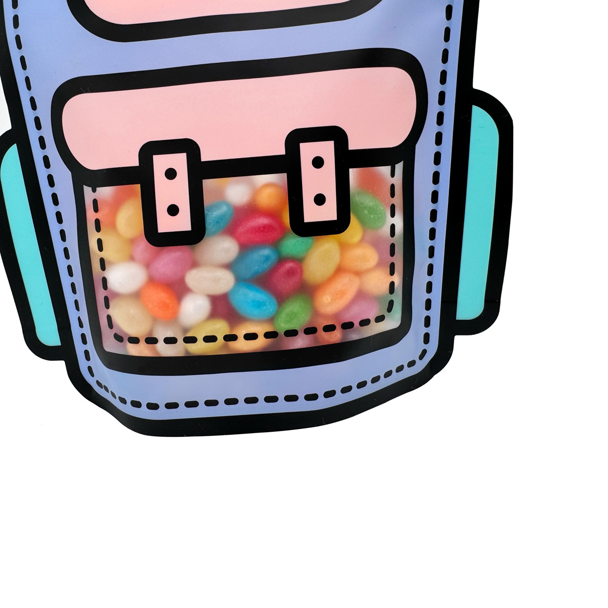 School Bag Shaped Stand Up Pouches With Ziplock Matte Clear Window For Food Candy Packaging