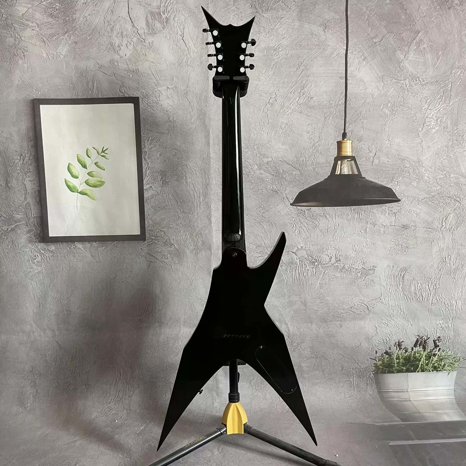 Customized Left-Hand Bird of Prey Electric Guitar H-H Pickup Flamed Green Burst