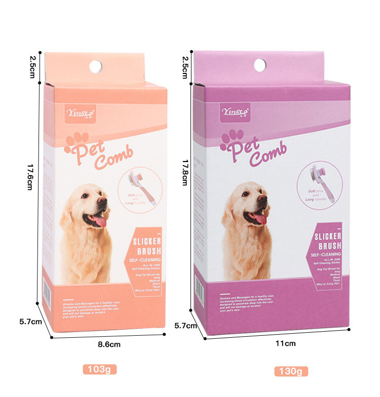 Pink Dog Self Cleaning Pet Grooming Brush Automatic Cat Hair Removal Comb