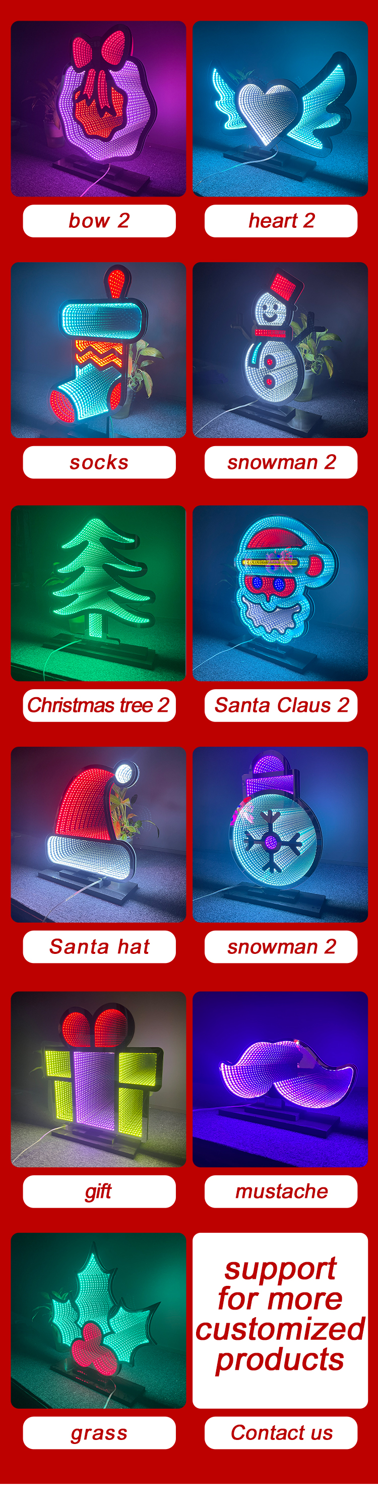 Customizable Rgb Big Christmas Gift Infinity Mirror Lights with Double-sided Design