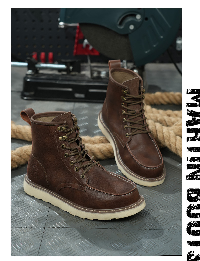 Kevlar Midsole Rubber Work Shoes In Brown Cowhide For Superior Safety Features