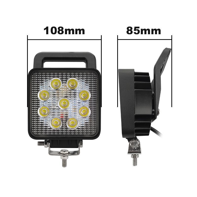 27W Square Tractor Spot/Flood Light Headlight LED Work Light with Switch