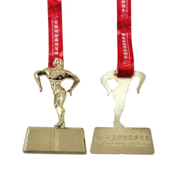 3D Fitness Gold Award Bodybuilding Stock Medal