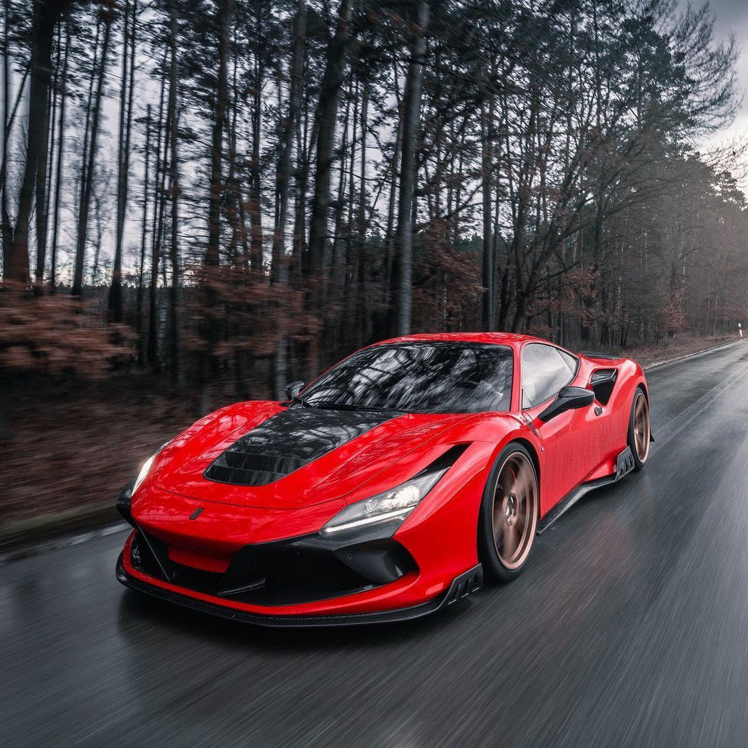 For Ferrari F8 Carbon Fiber Body Kit F8 Upgraded KEYVANY Style Front Shovel Diffuser Spoiler Body Kit