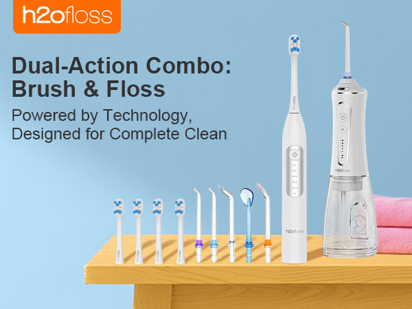 Oral Care Dual Water Dental Floss Picks Smart Sonic Rechargeable Vibration Floss Portable Teeth Cleaner Electric Dental Flosser