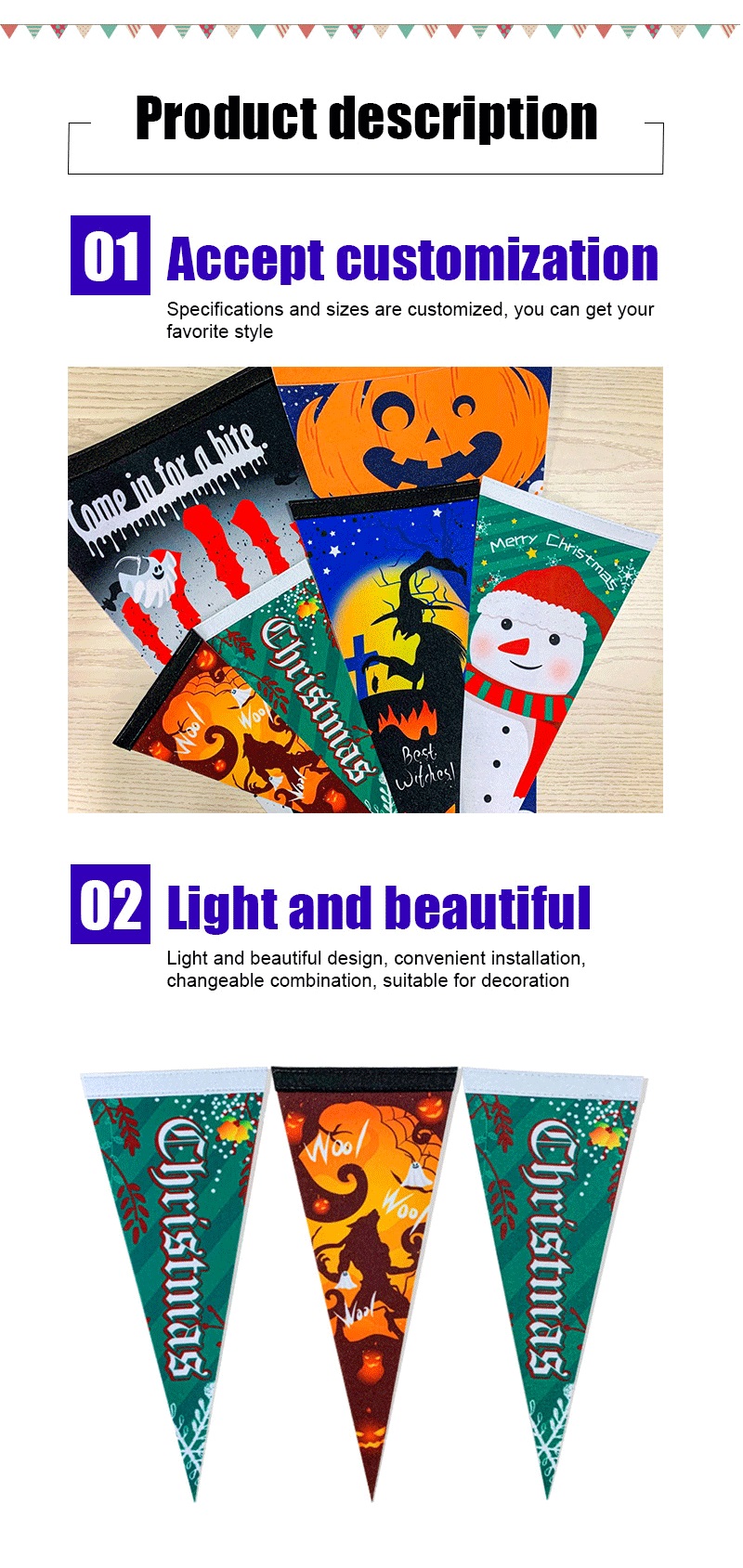 Dye sublimation Mini Sports Pennants 12x18 inch Hanging Advertising