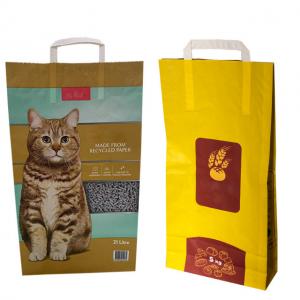 China Eco Friendly 5Litres 15Ibs Cat Litter Stand Up Pouches Cat Litter Sand Packing Bag With Handle on sale