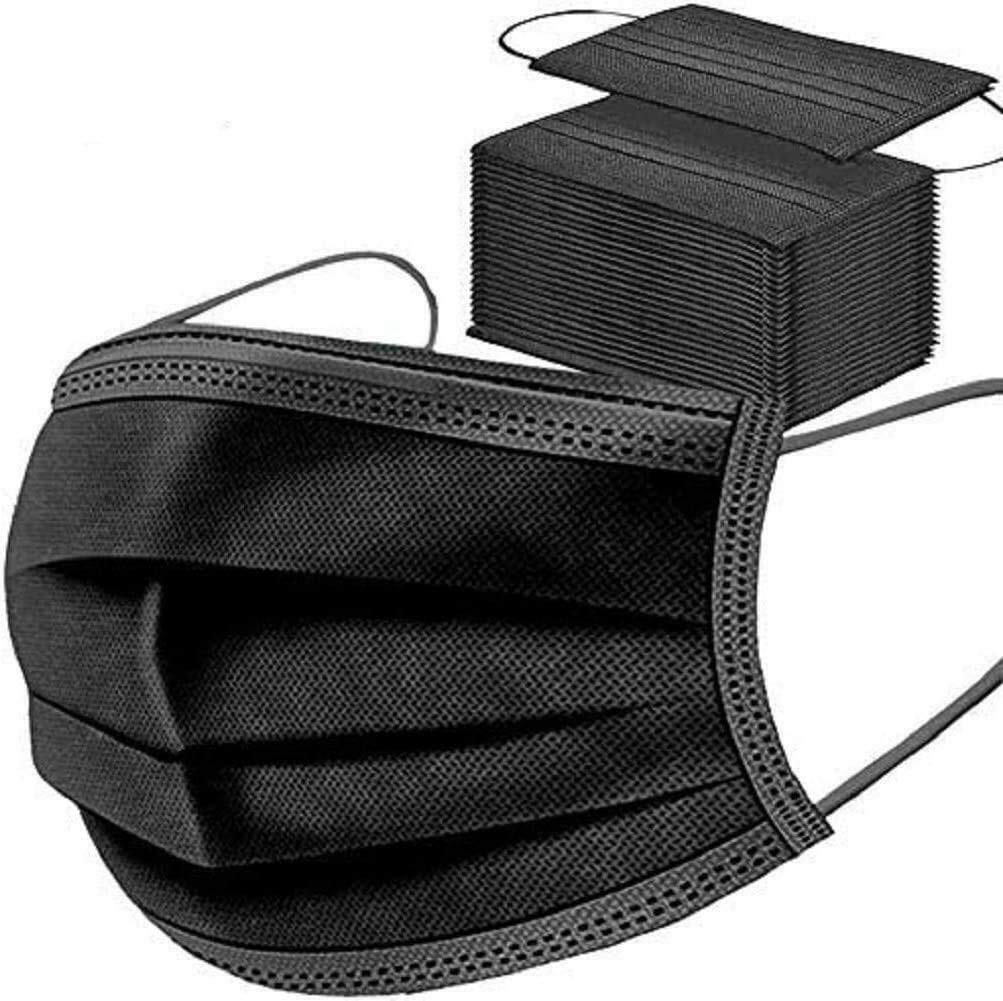 All black disposable face mask with 3 layers hood with elastic ear hook 3 layer face mask