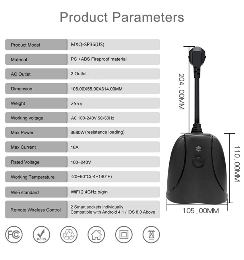 IP44 Plastic Remote Control Plug , Electrical Garden Plug And Socket Outlets Power