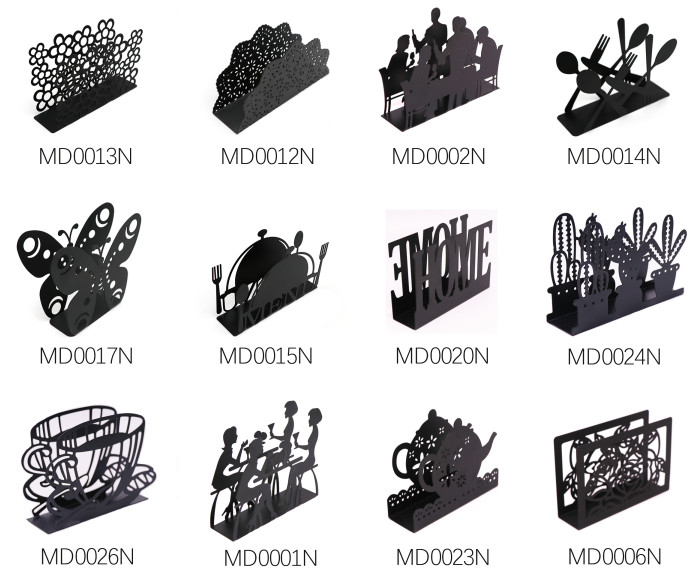 Eco Friendly Black Metal Napkin Holder Creative Design For Coffee Shops / Office