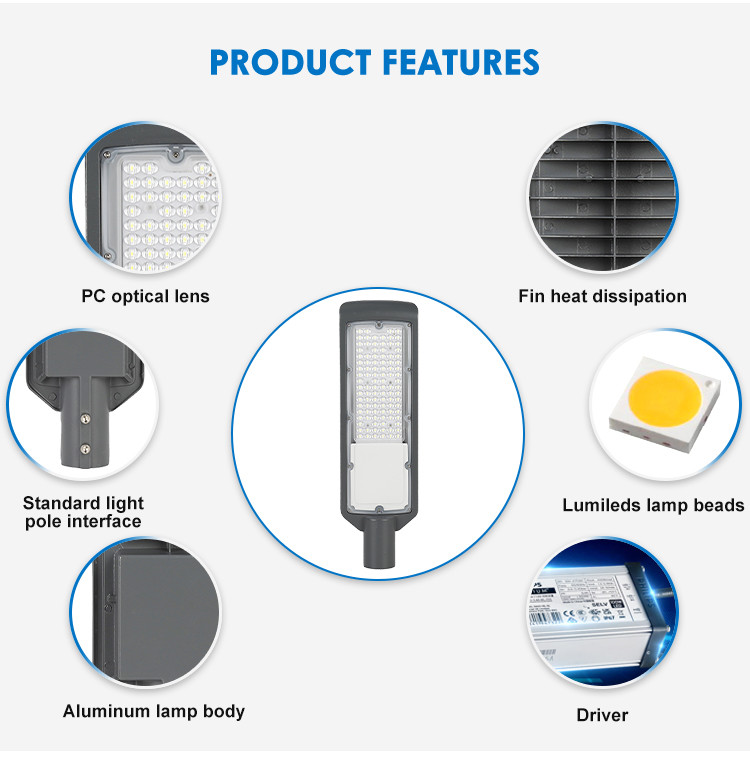 3000-6500K IP65 Waterproof 50 - 200w LED Street Light Die-casting Aluminum