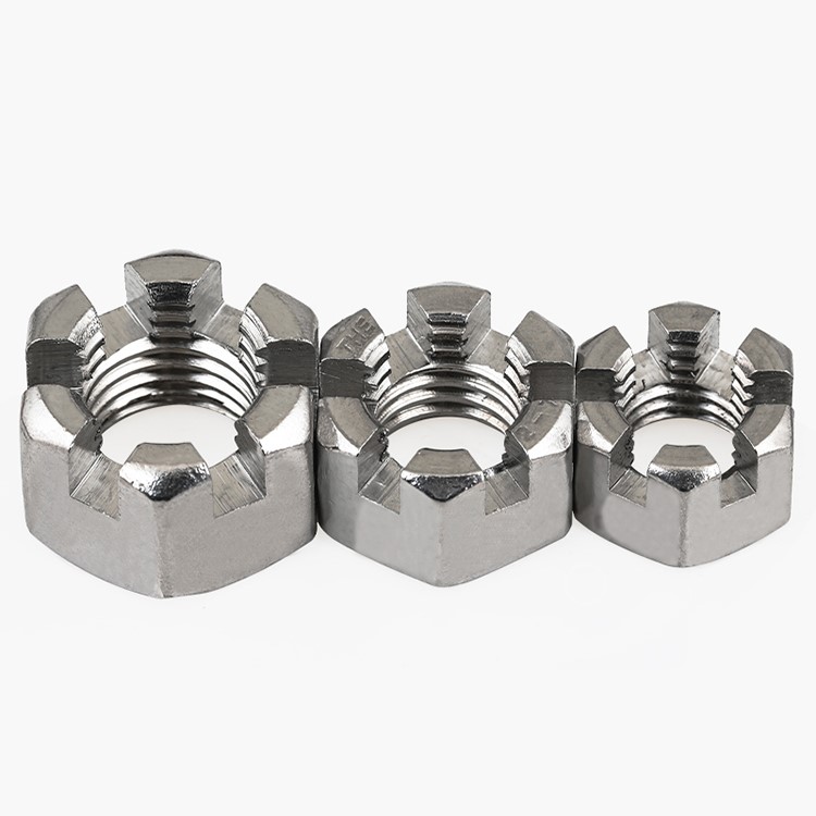 Plain Finish Fine Tooth Blossom Nut Din935 Extra Large Outer Hexagonal Slotted Nuts