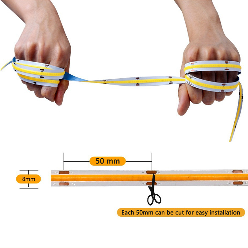 Dimmable LED COB Strip Light High Density Flexible Single Color