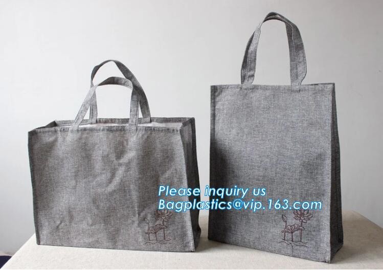 Natural Burlap Tote Shopping Bags Reusable Jute Bags with Full Gusset with Handles Laminated Interior tote shopper pack
