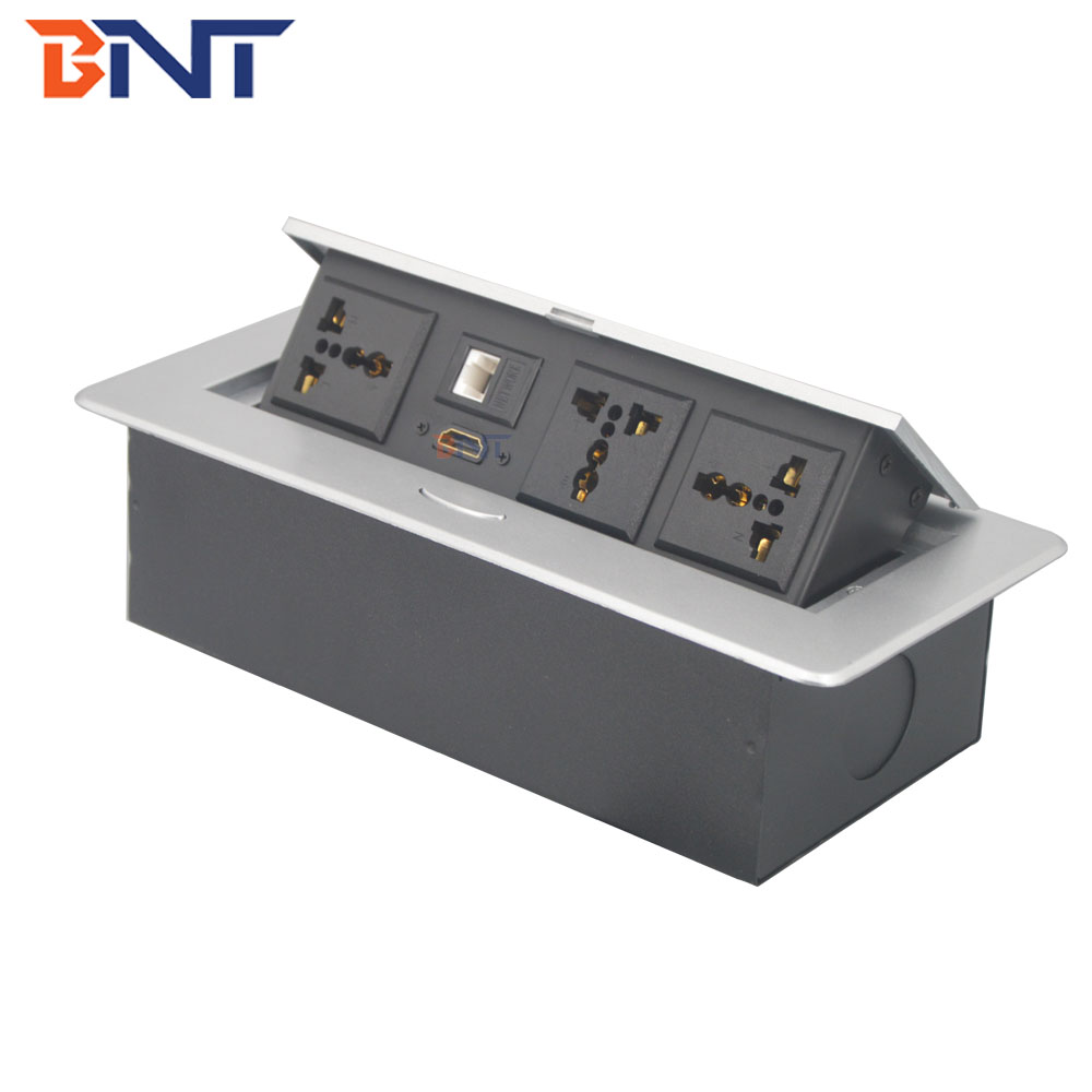 Aluminum flushed mounted hidden type tabletop pop up power socket outlet