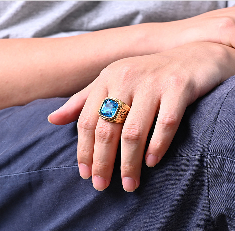 Men 316 Stainless Steel Ring Jewelry Gold Color Plated Customized Size