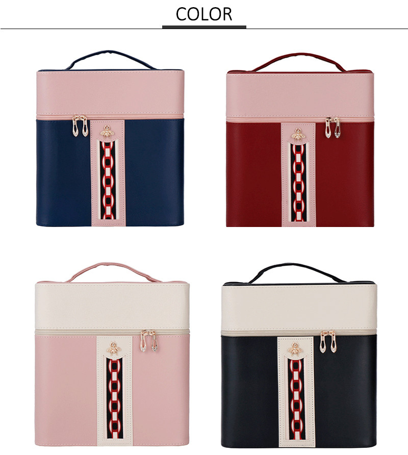 PU Leather Train Case Organizer With Adjustable Dividers