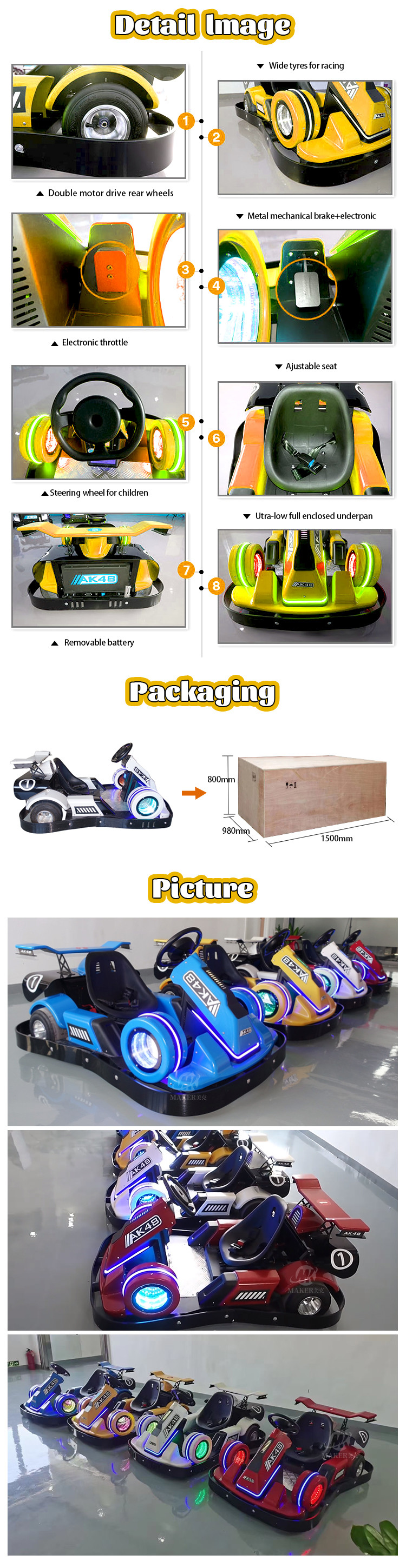 Electric Remote Control Drift Go Kart Kids Safe And Secure Electric Go Karts 30 KM/H