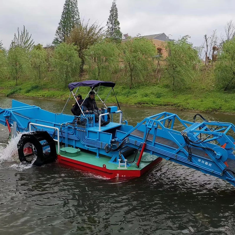 15 Tons Automatic River Cleaning And Mowing Boat With Lighting System For Night Operation