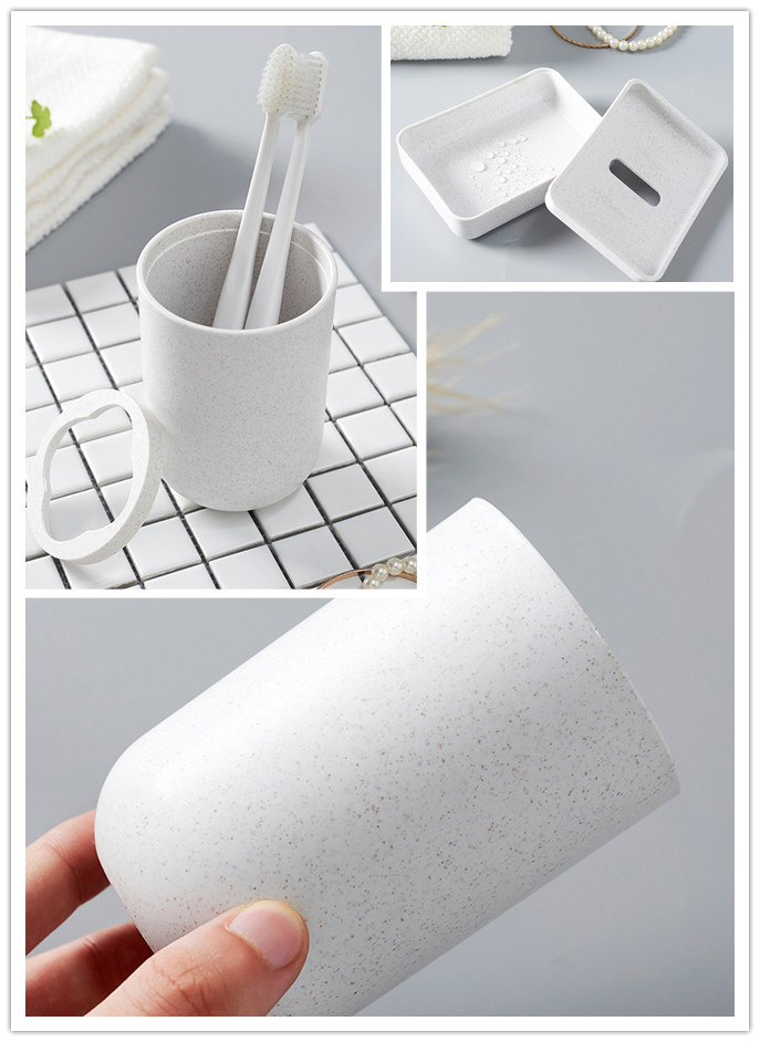 Wheat Toothbrush Cup Glass Soap Box Biodegradable Bathroom Wash Sets
