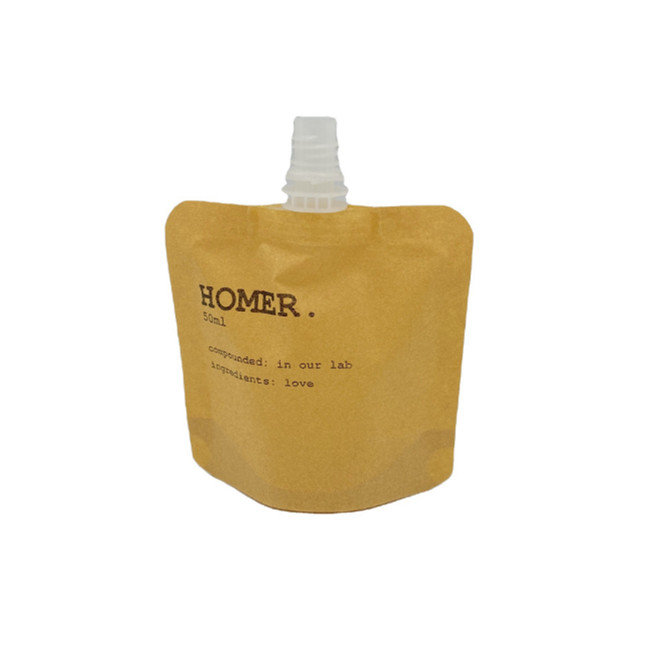 Custom Stand Up Bag Biodegradable Kraft Cosmetic Liquid Refill Spout Pouch