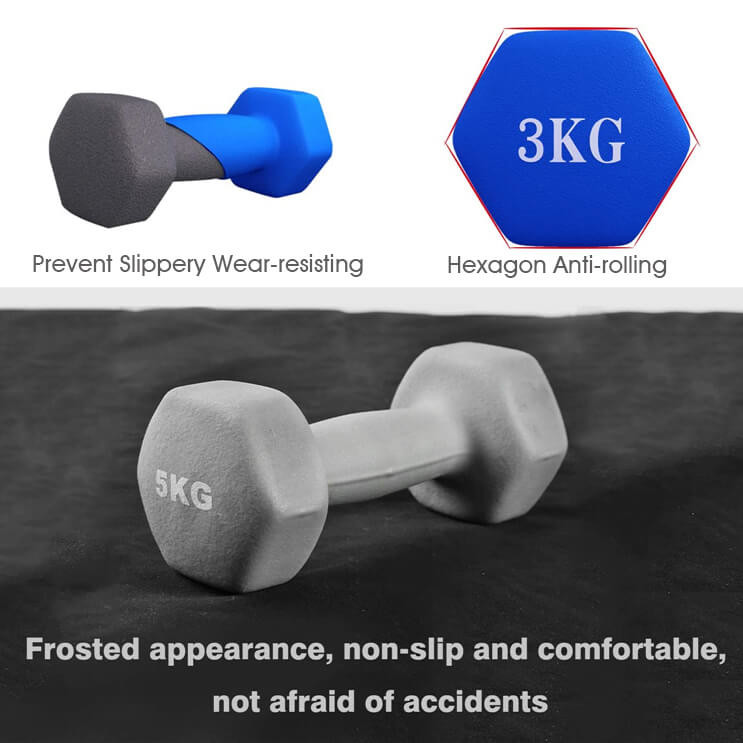 Colorful Cast Iron Fitness Dumbbell , 2kg Hex Dumbbells Portable
