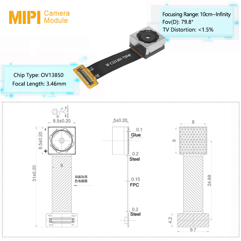 13MP OV13850 Color Camera Image Sensor Hd Mipi Camera Module