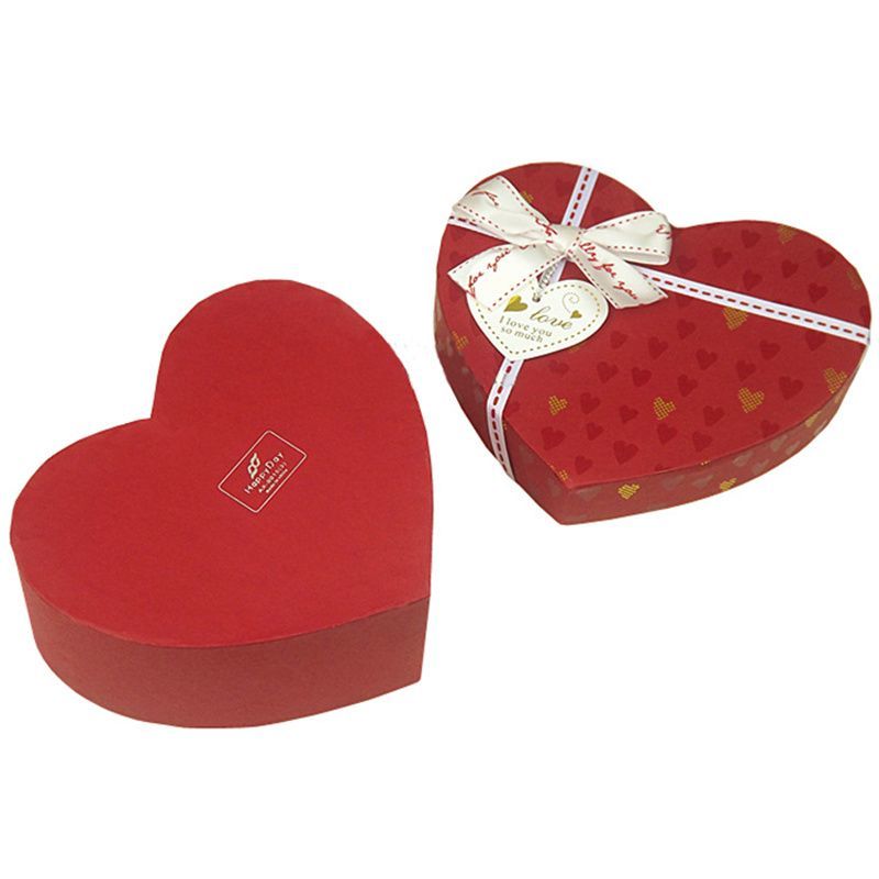 Fashion Luxury High Custom Christmas Seasonal Red Color Heart Shaped Lid and Base Paper Packaging Chocolate Box