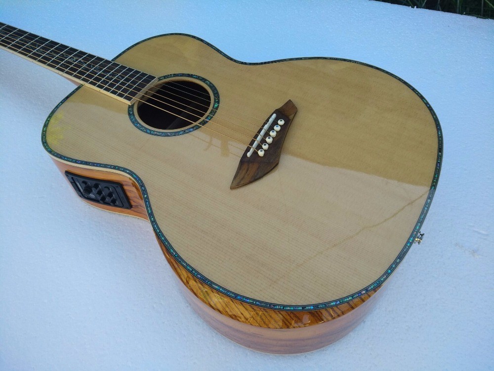 AAA quality new custom guitars OM body african sanders wood solid acoustic electric guitar