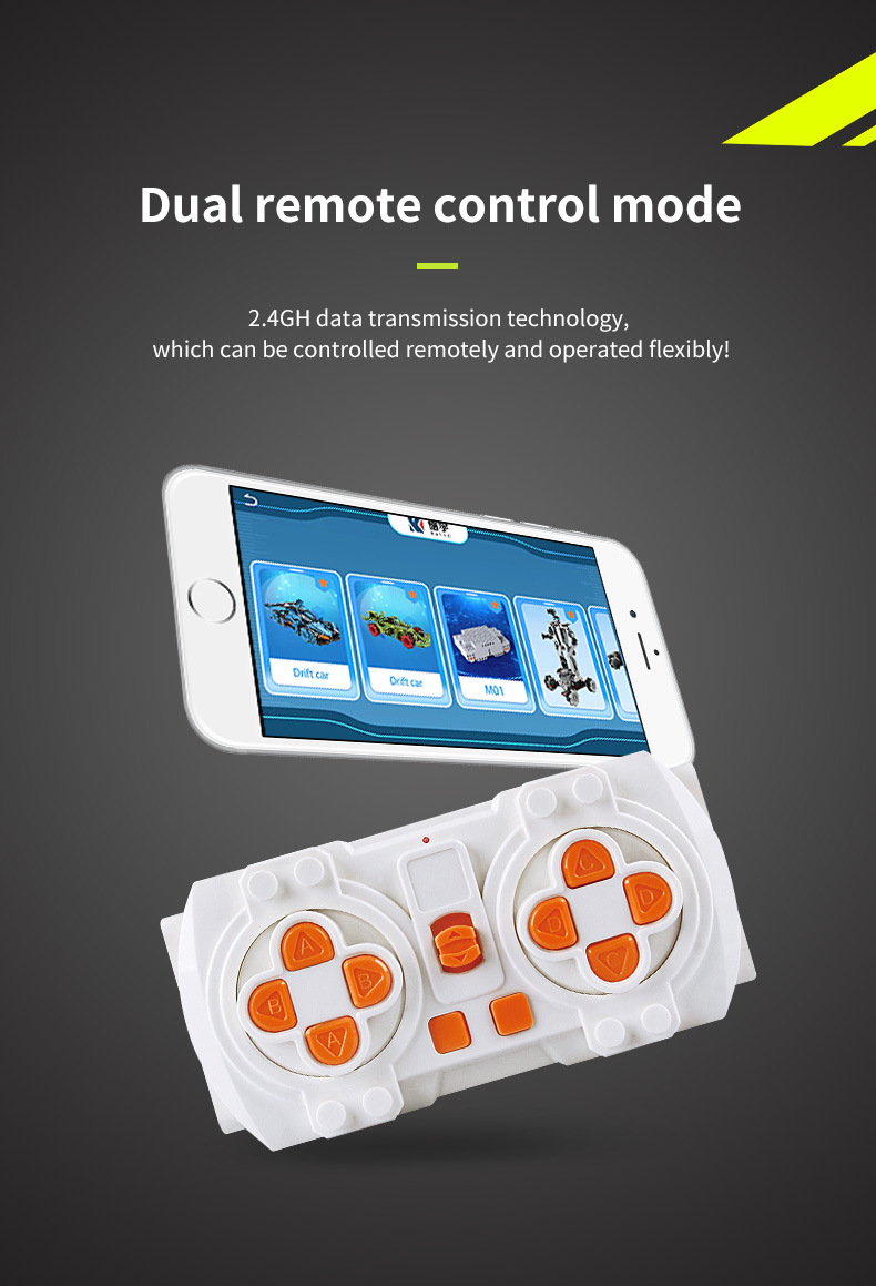 2 Channels Remote Control Children's Drift Racing Toy for Building Block Cars Assembly