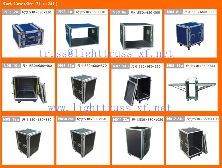 Different kind of colors Standard 10U Plywood Rack Flight Case With Strong Wheels For Stage Equipment