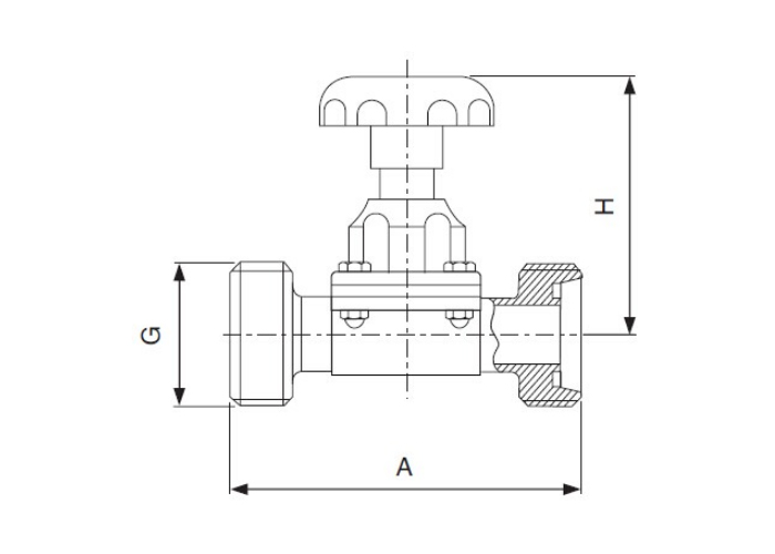 Dimension of Sanitary Threaded Diaphragm Valve – DIN Series