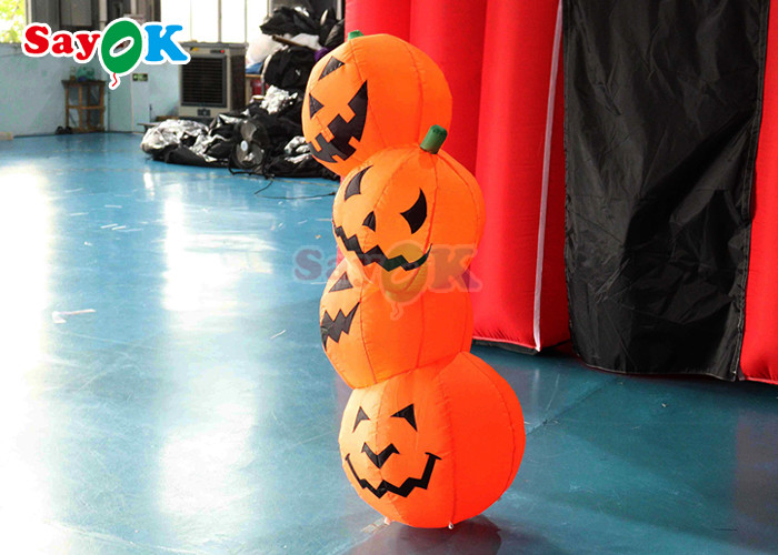 PVC Inflatable Halloween Decoration 4.9ft Pumpkin Shape LED Blown Up Model