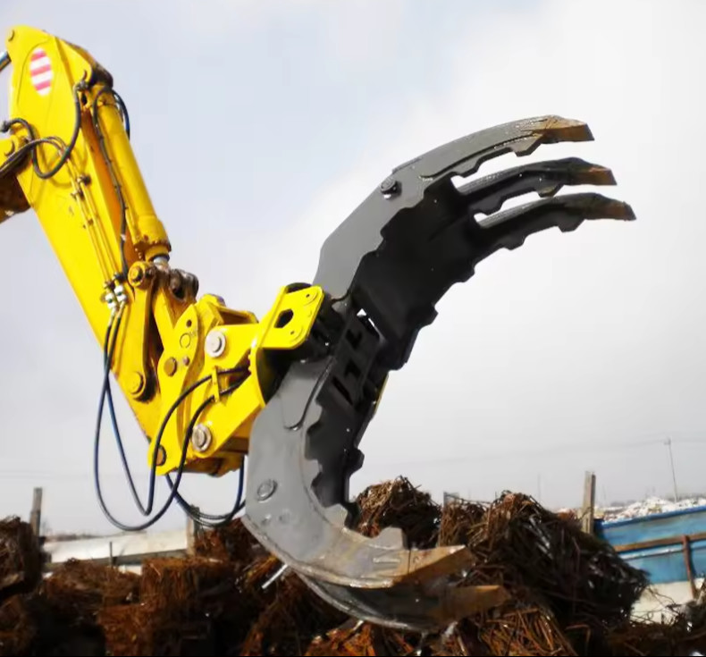 Forestry Construction Machinery Equipment Rotary Excavator Attachment Double Cylinder Timber Log Grapple