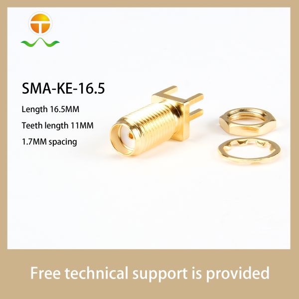 SMA Female PCB Mount Connector 50Ω 2700V Max Brass