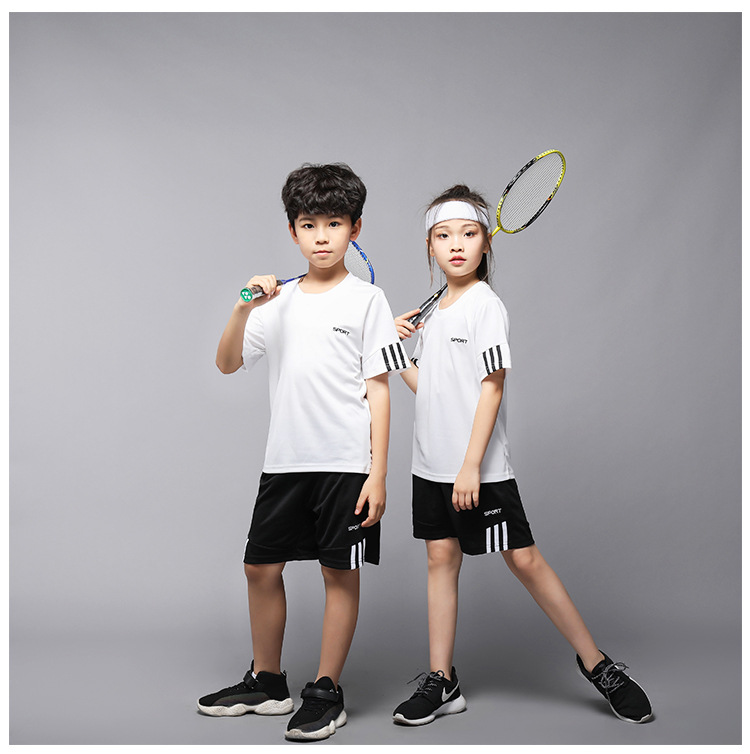 Sports suit for children football suit for active men children running fast dry clothes loose breathable short sleeves