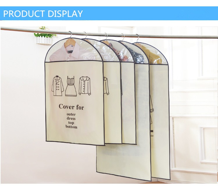 Foldable Non Woven Garment Storage Bag Zipper Top Plastic Dry Cleaning Bags