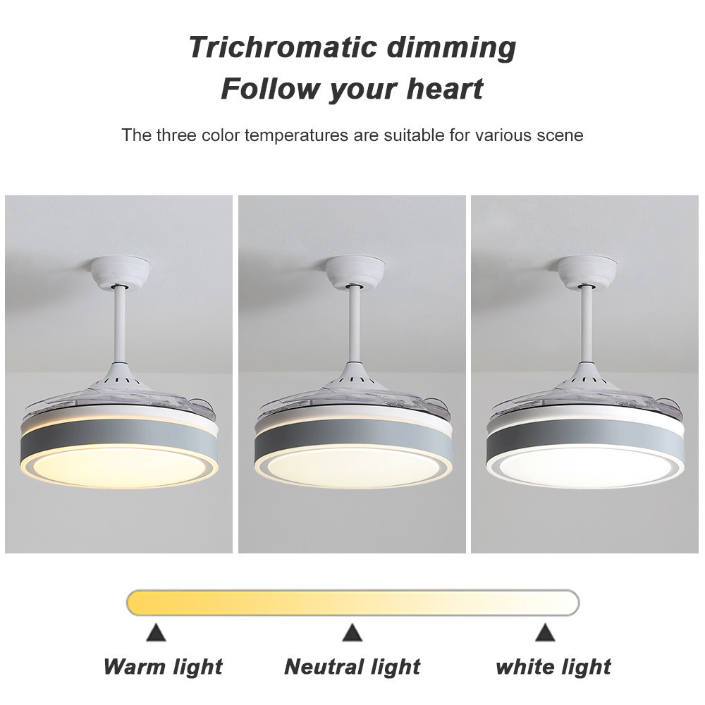 Invisible Ventilador Ceiling Fan 42 Inch 52 Inch Dimmable Retractable Ceiling Fan With Light