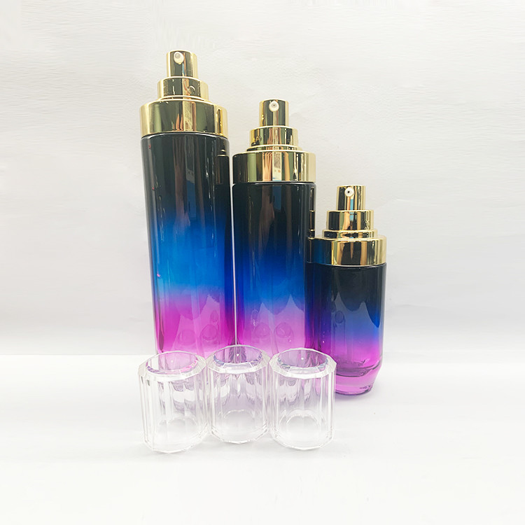40ml Pump Bottle Glass Cosmetic Packaging Gradient Purple Color